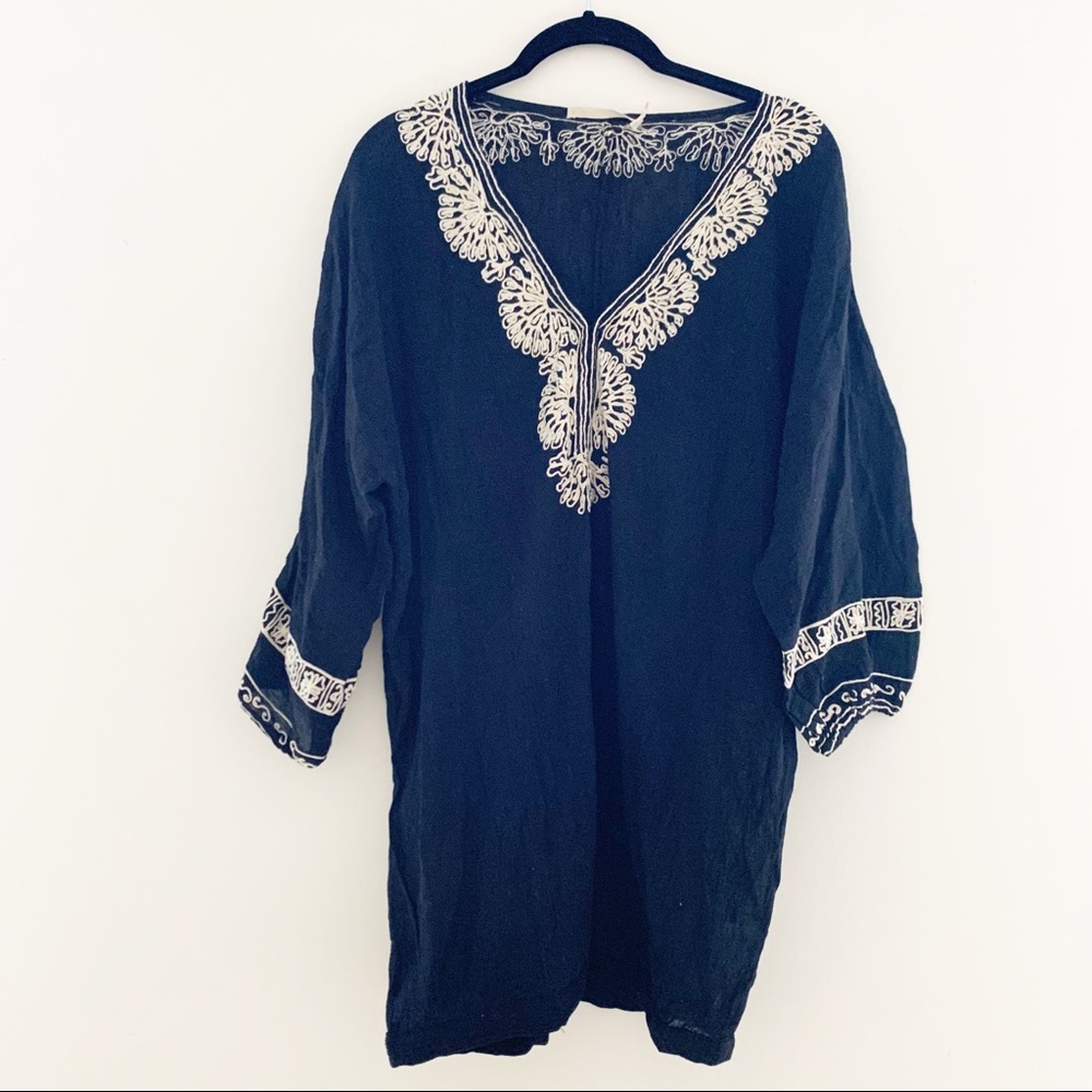 Joie Black Cotton Tunic Embroidery Small